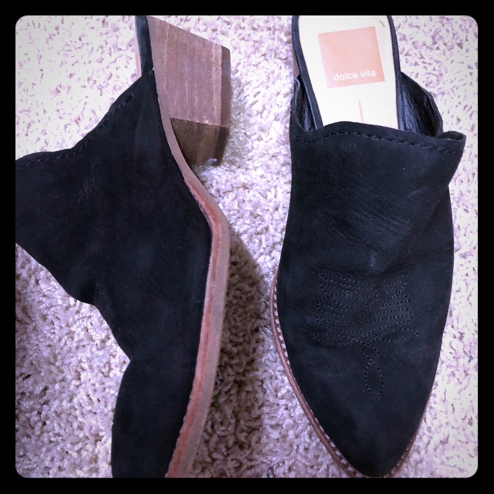 Dolce Vita Black Nubuck Western Mules